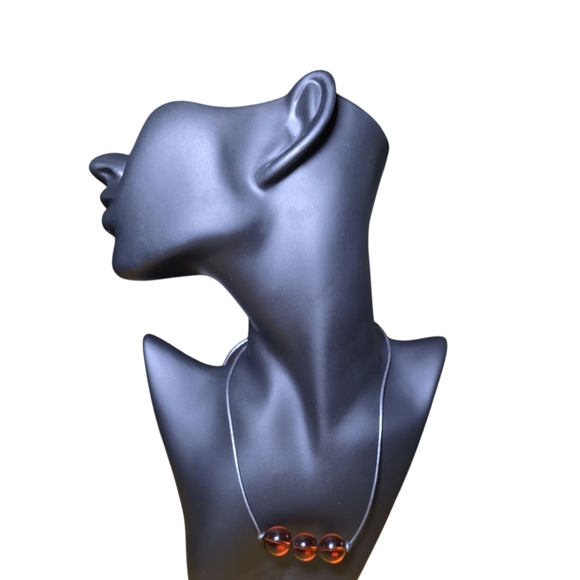 Marlyn Schiff Jewelry - Marlyn Schiff‎ Elegant Amber Glass Necklace W/ Adjustable Straps (NWOT)